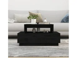 Mesa de centro madera maciza de pino negro 80x55x40,5 cm