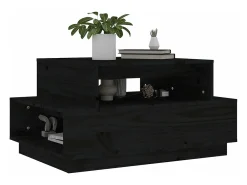 Mesa de centro madera maciza de pino negro 80x55x40,5 cm