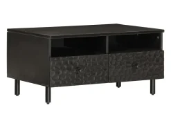 Mesa de centro madera maciza de mango negra 80x54x40 cm