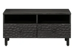 Mesa de centro madera maciza de mango negra 80x54x40 cm
