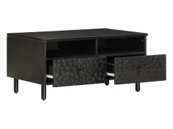 Mesa de centro madera maciza de mango negra 80x54x40 cm