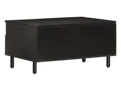 Mesa de centro madera maciza de mango negra 80x54x40 cm