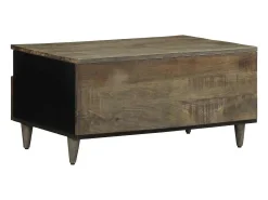 Mesa de centro madera maciza de mango gris claro 80x54x40 cm