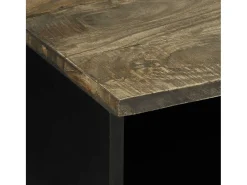 Mesa de centro madera maciza de mango gris claro 80x54x40 cm