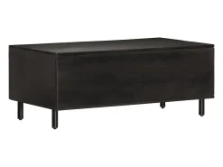 Mesa de centro madera maciza de mango negra 100x54x40 cm