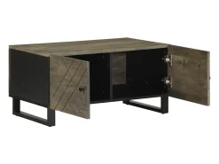 Mesa de centro madera maciza de mango negra 80x50x40 cm