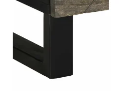Mesa de centro madera maciza de mango negra 80x50x40 cm