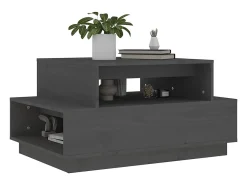 Mesa de centro madera maciza de pino gris 80x55x40,5 cm