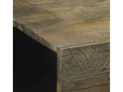 Mesa de centro madera maciza de mango gris claro 100x54x40 cm