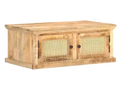 Mesa de centro madera maciza de mango caña natural 90x50x35 cm
