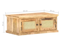 Mesa de centro madera maciza de mango caña natural 90x50x35 cm