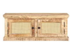 Mesa de centro madera maciza de mango caña natural 90x50x35 cm