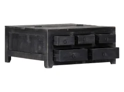 Mesa de centro madera maciza de mango negro 65x65x30 cm