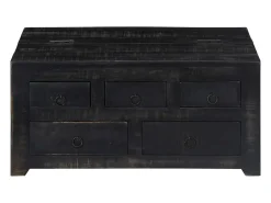 Mesa de centro madera maciza de mango negro 65x65x30 cm