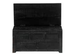 Mesa de centro madera maciza de mango negro 65x65x30 cm