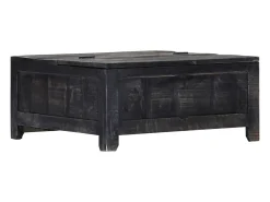 Mesa de centro madera maciza de mango negro 65x65x30 cm