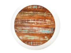 Mesa de centro madera maciza reciclada blanca 68x68x30 cm