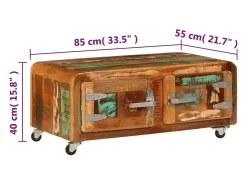 Mesa de centro madera maciza reciclada 85x55x40 cm