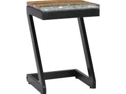 Mesa de centro madera maciza de teca y polirresina 30x30x50 cm ES95021
