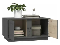 Mesa de centro madera maciza de pino gris 80x50x40 cm