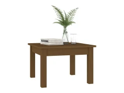Mesa de centro madera maciza de pino marrón miel 45x45x30 cm