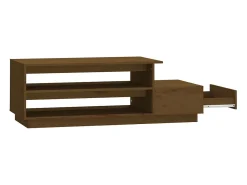 Mesa de centro madera maciza de pino marrón miel 120x50x40,5 cm