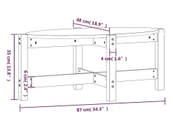 Mesa de centro madera maciza de pino marrón miel 87x48x35 cm