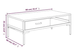 Mesa de centro madera maciza pino reciclada 90x50x35 cm