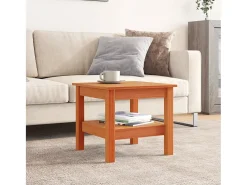 Mesa de centro madera maciza de pino marrón cera 45x45x40 cm
