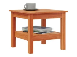 Mesa de centro madera maciza de pino marrón cera 45x45x40 cm