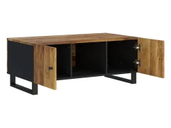 Mesa de centro madera maciza mango y contrachapada 100x54x40 cm