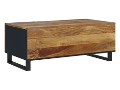 Mesa de centro madera maciza mango y contrachapada 100x54x40 cm