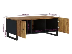 Mesa de centro madera maciza mango y contrachapada 100x54x40 cm