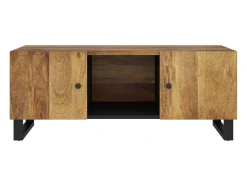 Mesa de centro madera maciza mango y contrachapada 100x54x40 cm