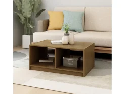 Mesa de centro madera maciza pino marrón miel 75x50x33,5 cm