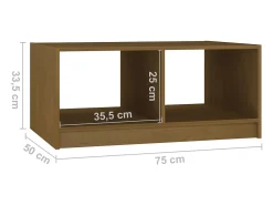 Mesa de centro madera maciza pino marrón miel 75x50x33,5 cm