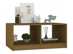 Mesa de centro madera maciza pino marrón miel 75x50x33,5 cm