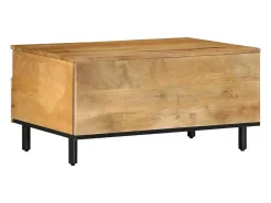 Mesa de centro madera maciza de mango marrón 80x54x40 cm