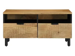 Mesa de centro madera maciza de mango marrón 80x54x40 cm