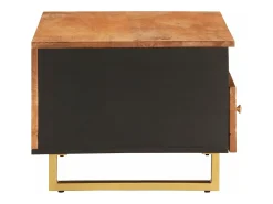 Mesa de centro madera maciza mango negro y marrón 80x54x40 cm