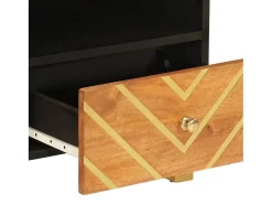 Mesa de centro madera maciza mango negro y marrón 80x54x40 cm