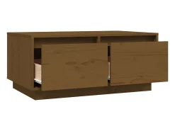 Mesa de centro madera maciza de pino marrón miel 80x50x35 cm