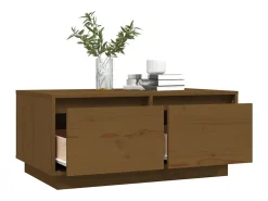 Mesa de centro madera maciza de pino marrón miel 80x50x35 cm