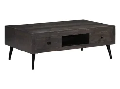 Mesa de centro madera maciza de mango 100x60x35 cm