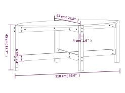 Mesa de centro madera maciza de pino marrón miel 118x63x45 cm