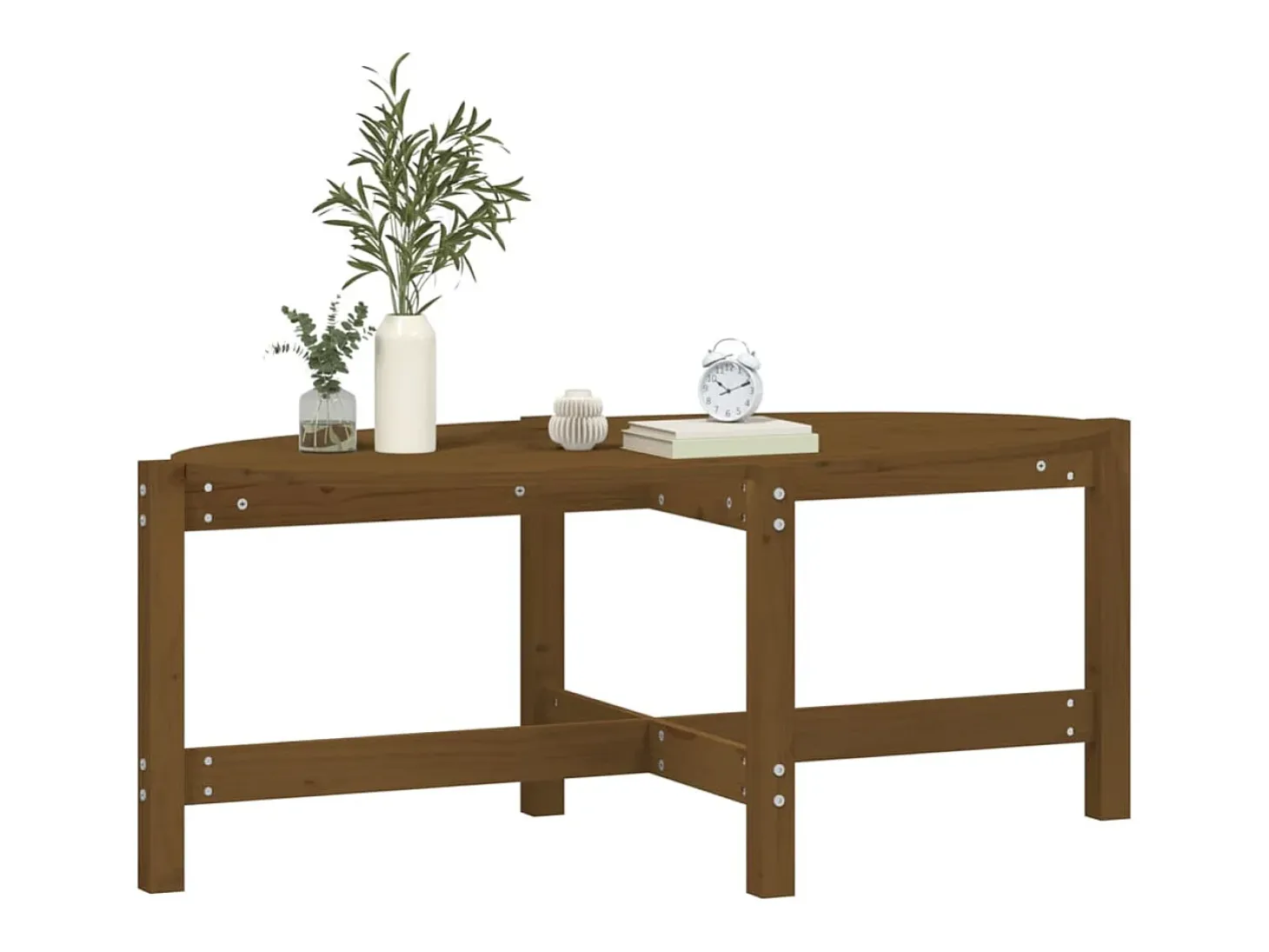 Mesa de centro madera maciza de pino marrón miel 118x63x45 cm