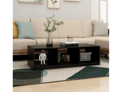 Mesa de centro madera maciza de pino negro 110x50x34 cm