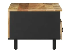 Mesa de centro madera maciza de mango rugosa negro 80x54x40 cm