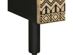 Mesa de centro madera maciza de mango rugosa negro 80x54x40 cm
