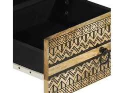 Mesa de centro madera maciza de mango rugosa negro 80x54x40 cm